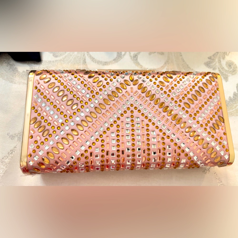 Heatset Rhinestone Gold Plated Clutch